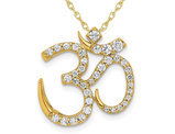 2/5 Carat (ctw) Diamond Ohm Symbol Charm Pendant Necklace in 14K Yellow Gold with Chain